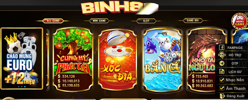 Những siêu phẩm trò chơi được cung cấp bởi Binh88