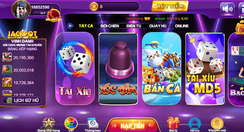 Biểu tượng game Tài xỉu tại giao diện chính 68 game bài